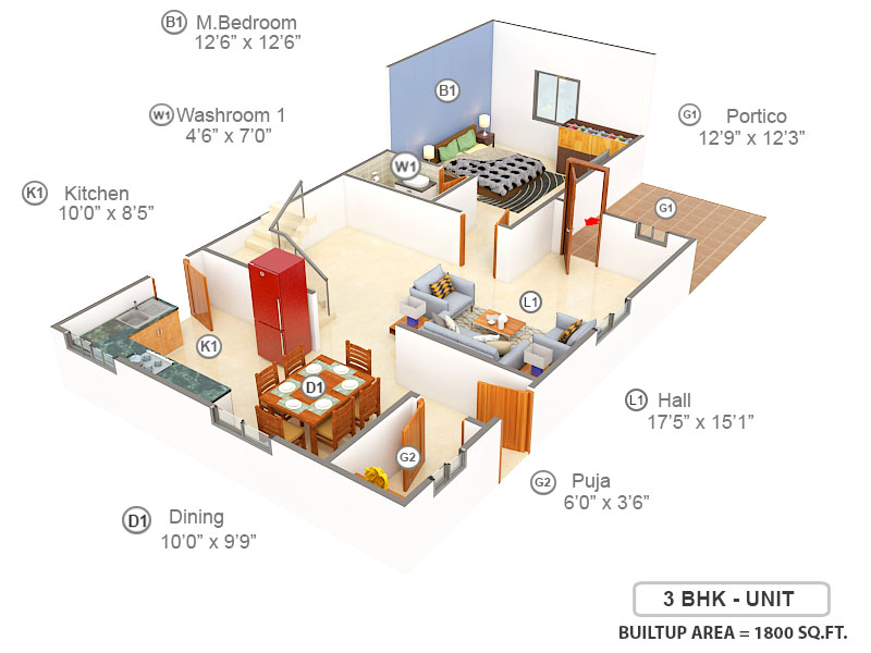3DFloorPlan of Godrej Godrej Villas