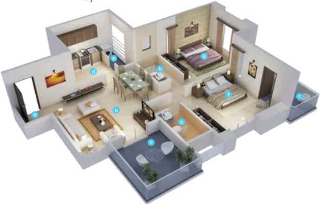 3DFloorPlan of Nirmaan Aasamant Phase 1