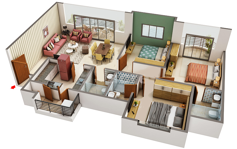 3DFloorPlan of Puravankara Purva Eternity