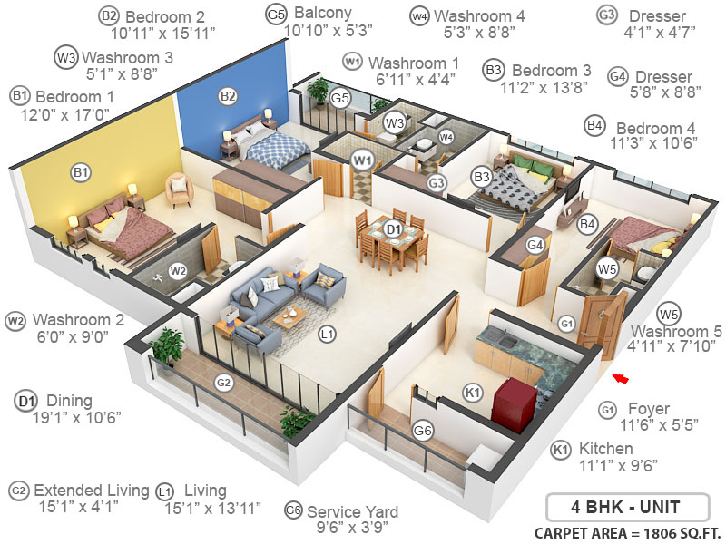 3DFloorPlan of PS Navyom Phase I