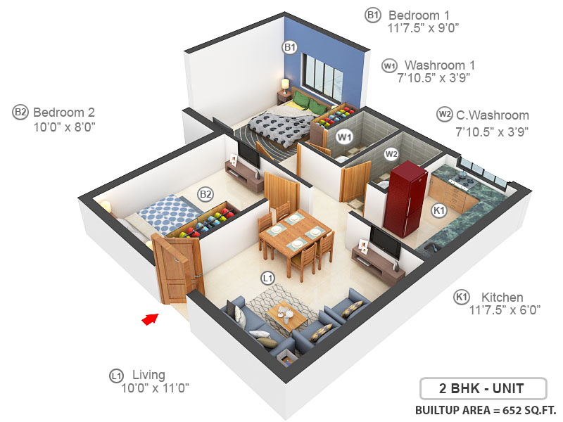 3DFloorPlan of Bharathi Sai Erica