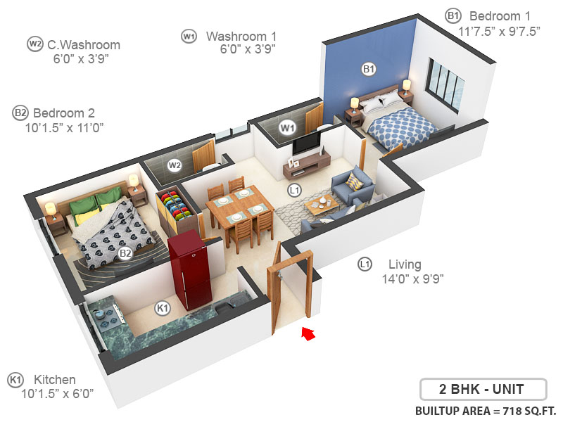 3DFloorPlan of Bharathi Sai Erica