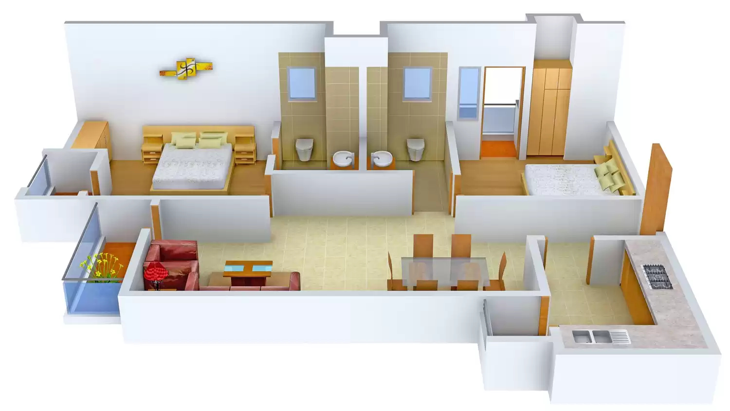 3DFloorPlan of Ansal Misty Homes