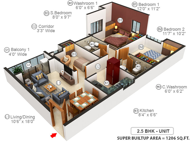 3DFloorPlan of Periwal Essense