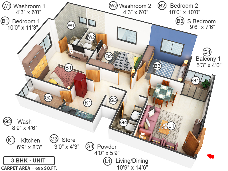 3DFloorPlan of Sankalp Eternity