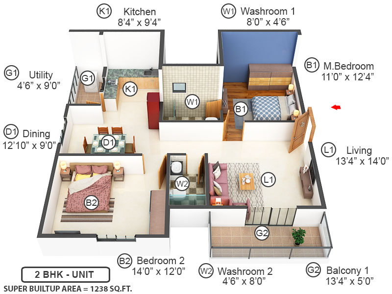 3DFloorPlan of Saritha Splendor LSR