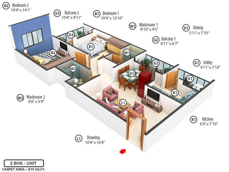 3DFloorPlan of Asha Residency