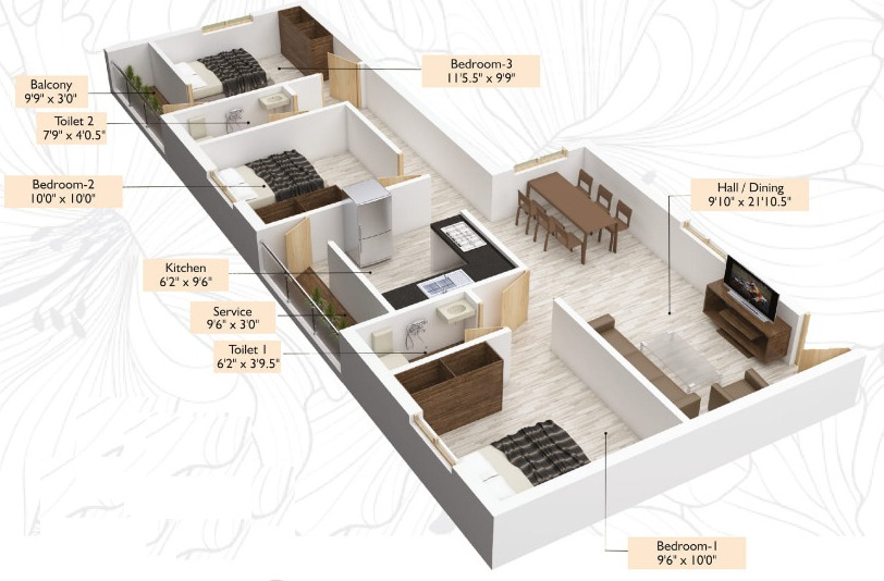 3DFloorPlan of Maaruthi Sai Krishna