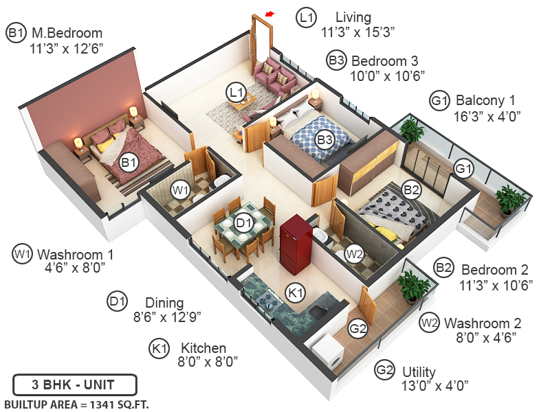 3DFloorPlan of SS Paradise