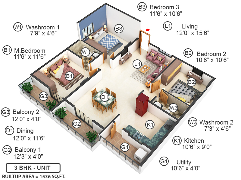 3DFloorPlan of SS Paradise