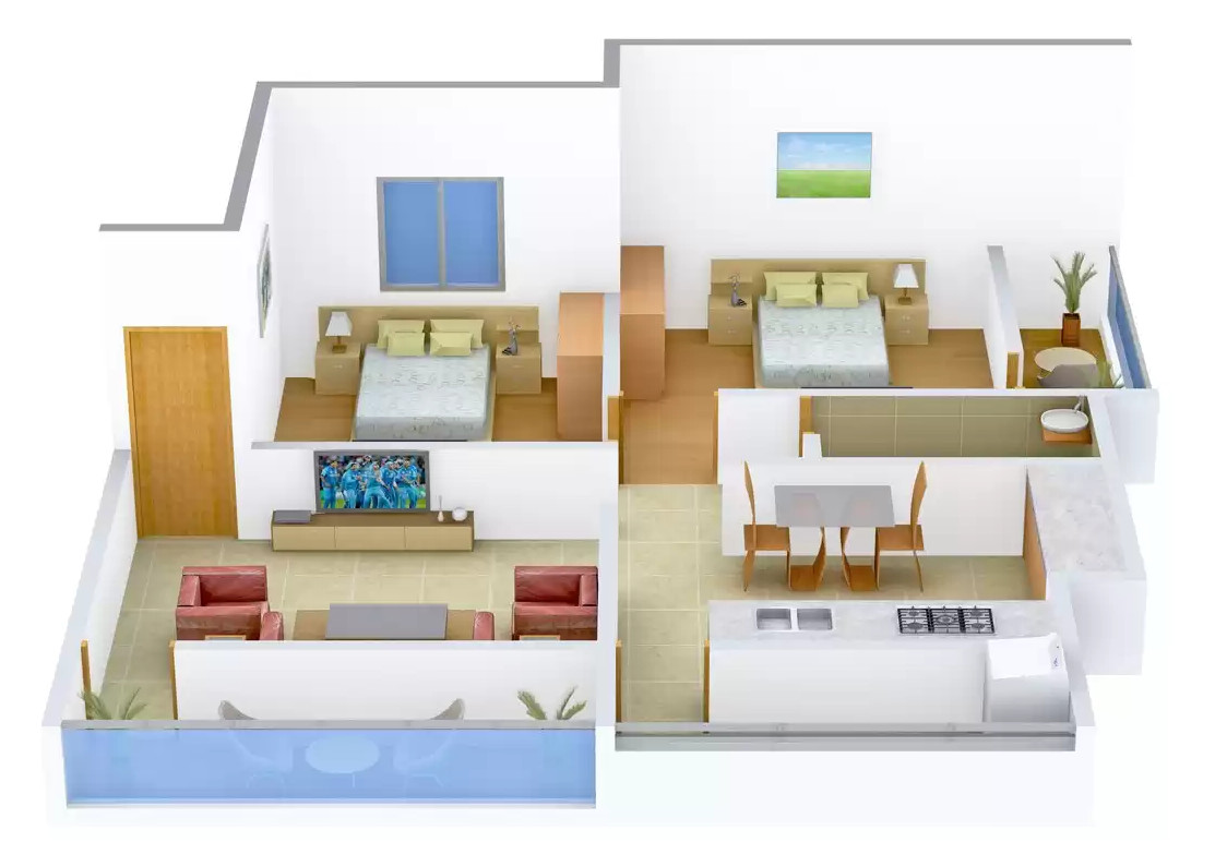 3DFloorPlan of Sukhiya Constructions Sukhiya Saffron Residency