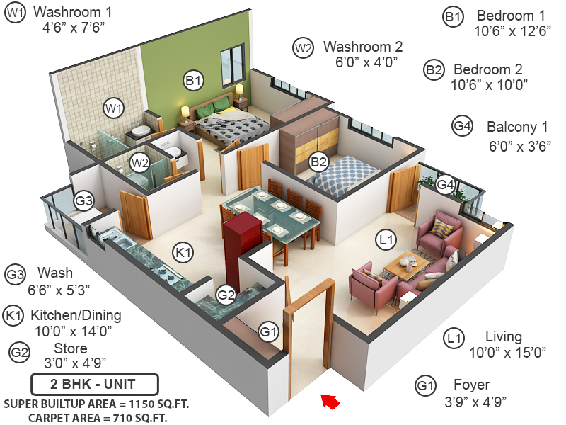 3DFloorPlan of Pushti Avenue