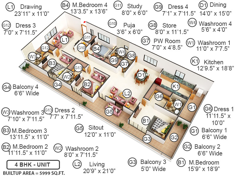 3DFloorPlan of W By DSR