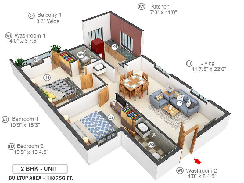 3DFloorPlan of Mantra Alandur