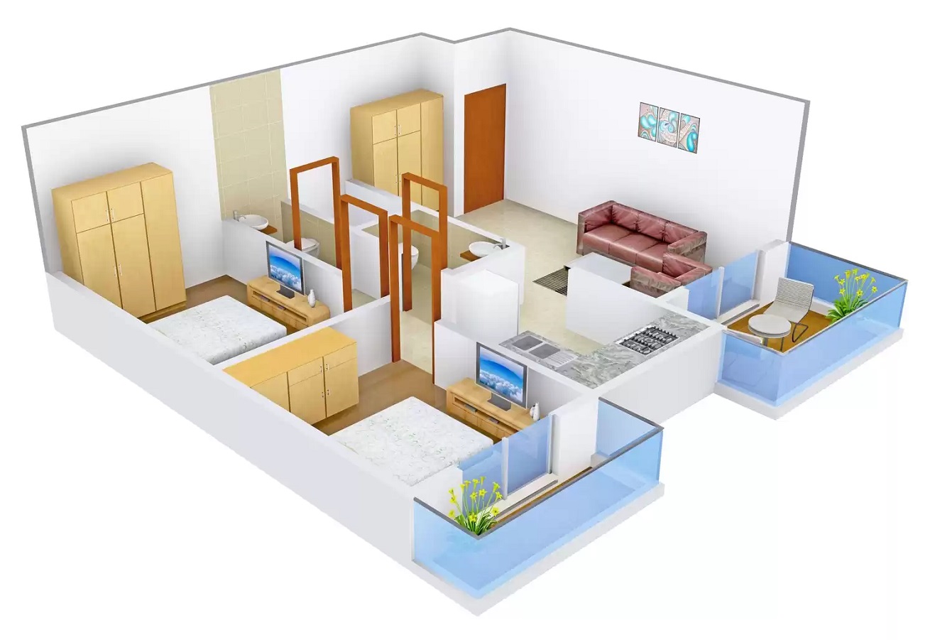 3DFloorPlan of Estate Oaks Roopchand Galaxy