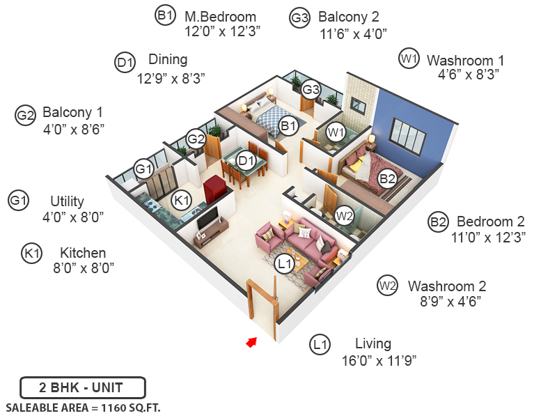 3DFloorPlan of V2 Vaishak