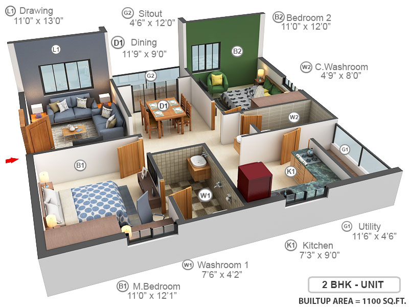 3DFloorPlan of Golden Vikas Residency