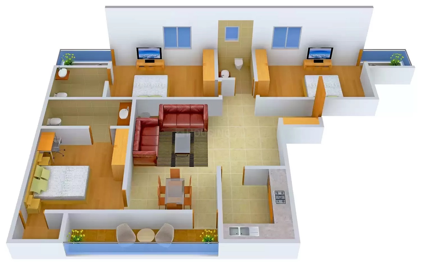 3DFloorPlan of Aashish The Glare