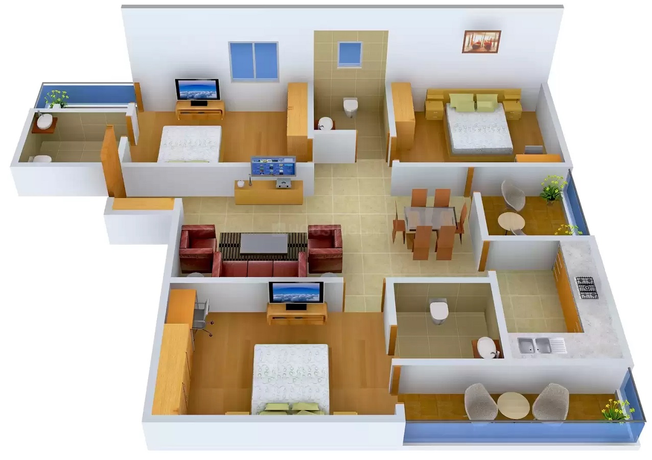 3DFloorPlan of Aashish The Glare