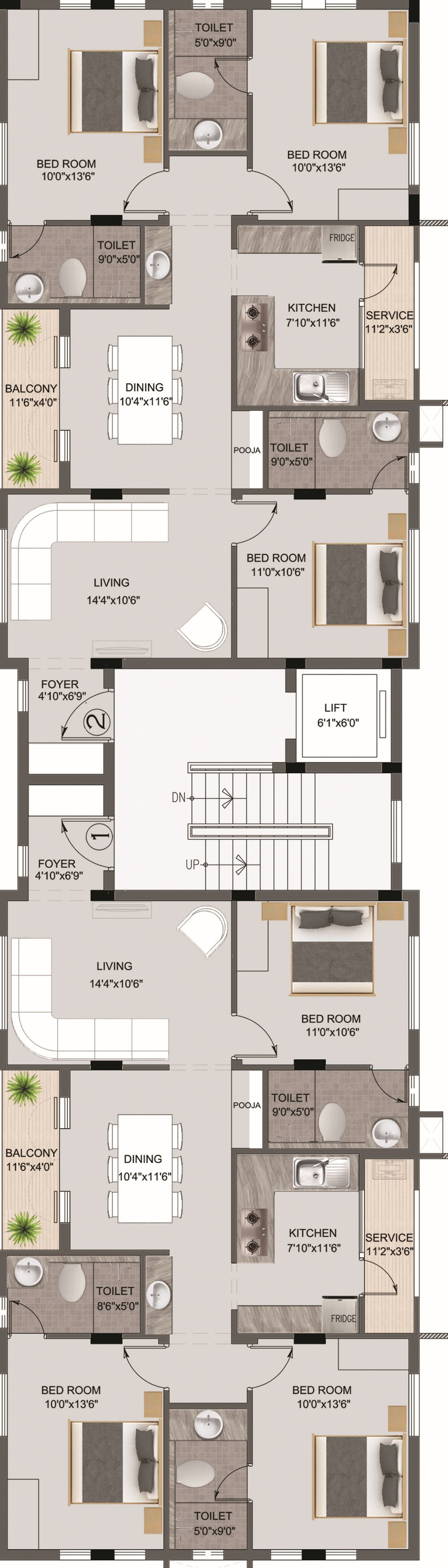 3DFloorPlan of Ceebros Balaji View
