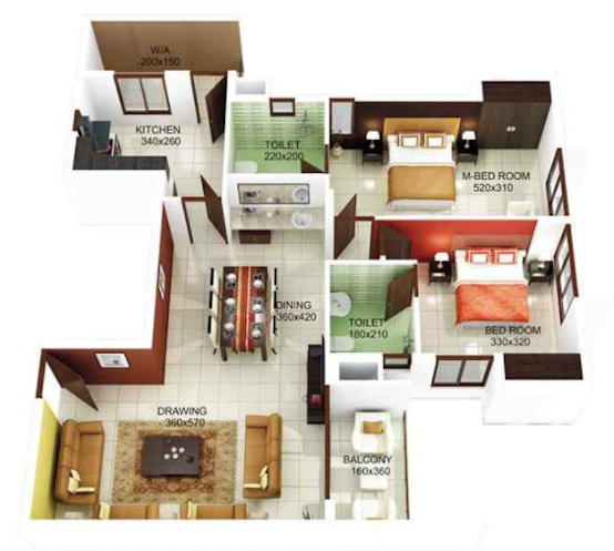 3DFloorPlan of Kalyan Habitat