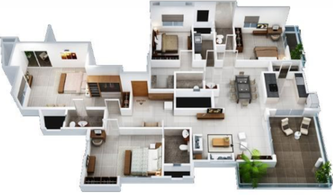 3DFloorPlan of Luxury Bharti Villas