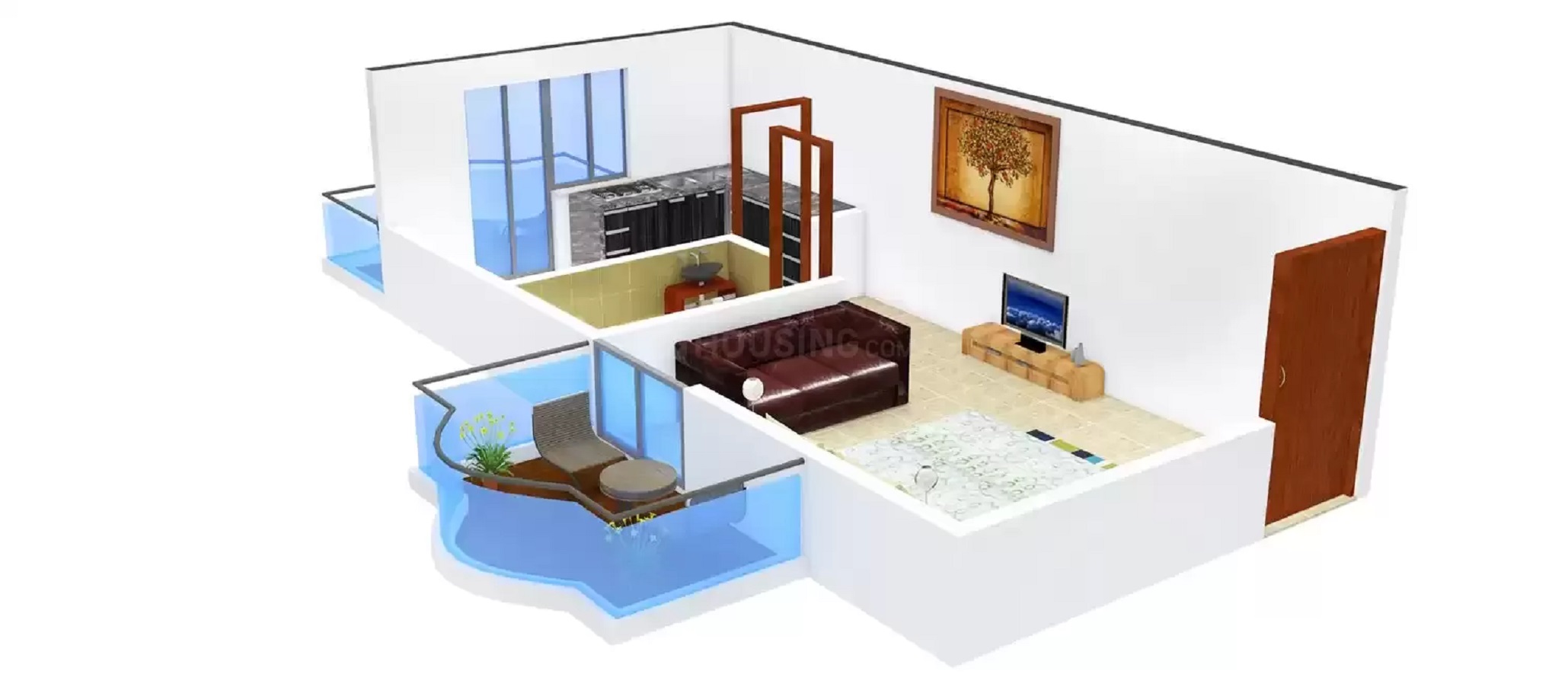 3DFloorPlan of Basera Hare Krishna Dham