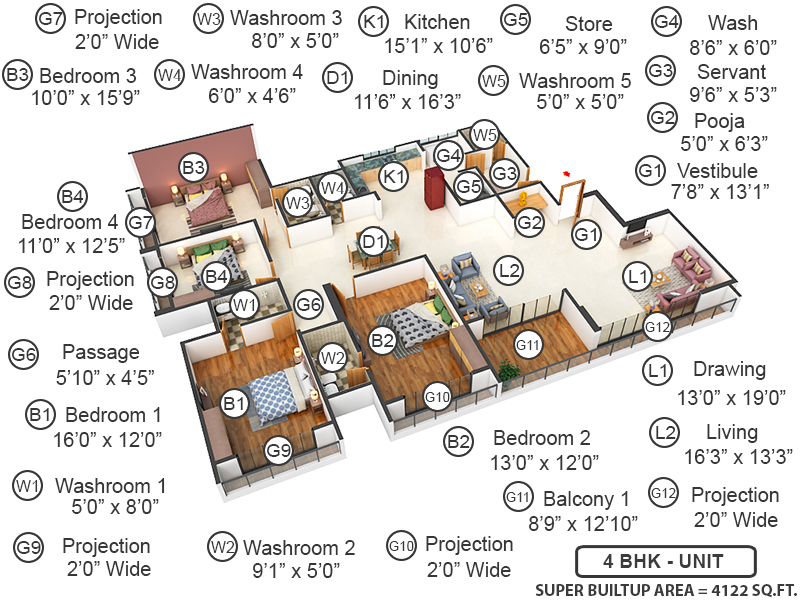 3DFloorPlan of Saamarth Heaven 6