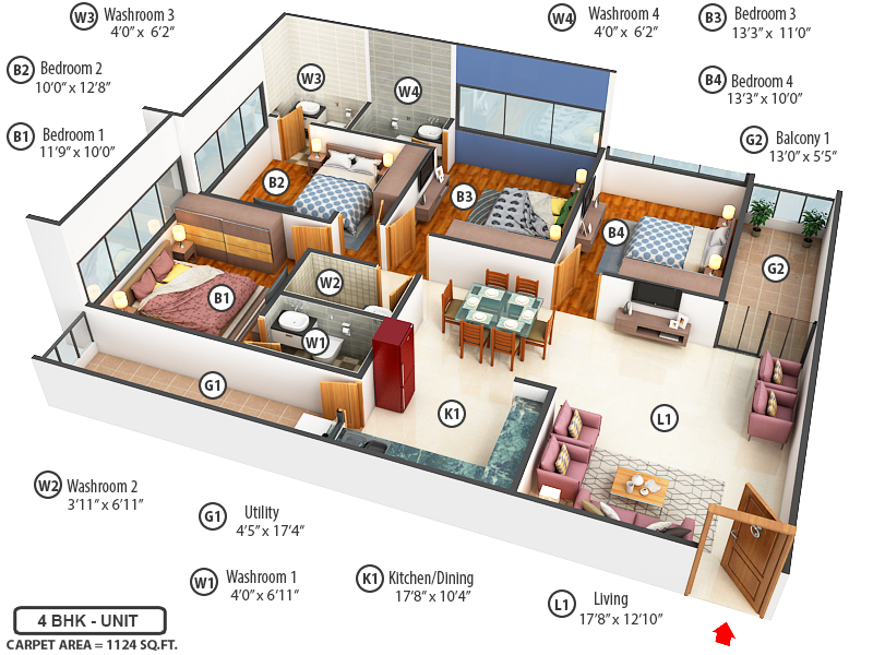 3DFloorPlan of Vrajansh Infinity