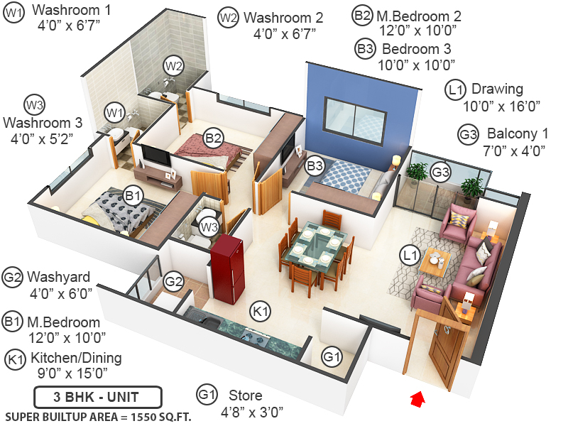 3DFloorPlan of Zion Skyfield