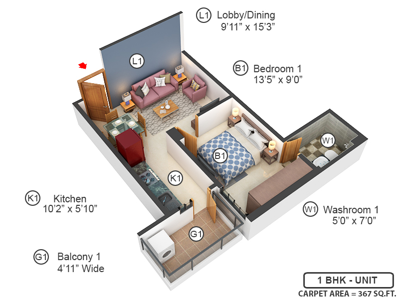 3DFloorPlan of Advitya Homes