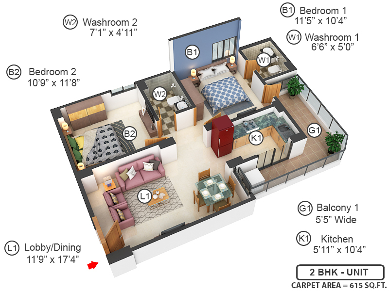 3DFloorPlan of Advitya Homes