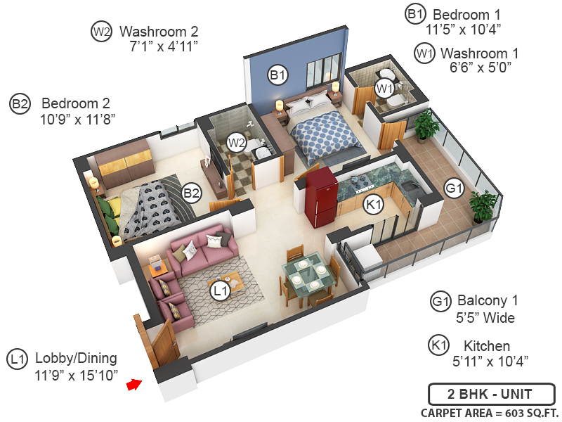 3DFloorPlan of Advitya Homes
