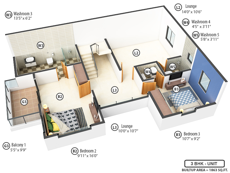 3DFloorPlan of Bhakti Raj