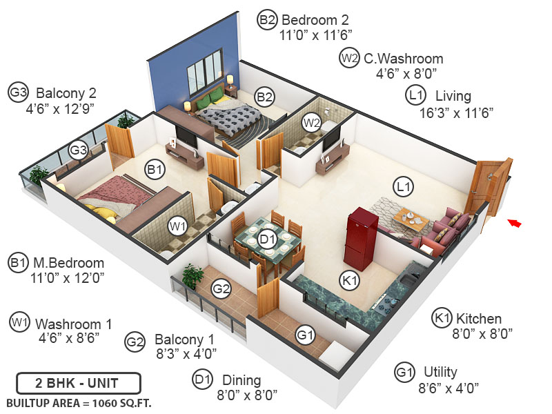 3DFloorPlan of Suraksha Silver Oak