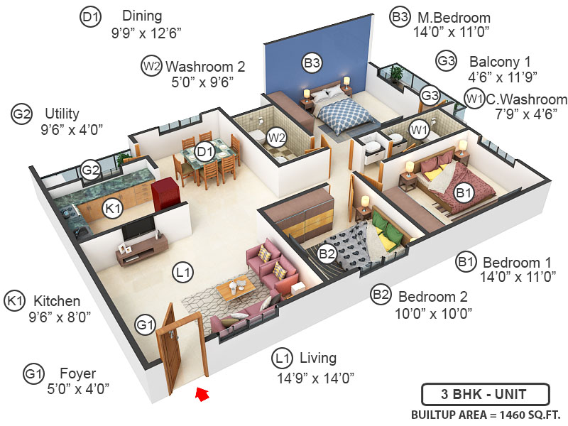 3DFloorPlan of Suraksha Silver Oak