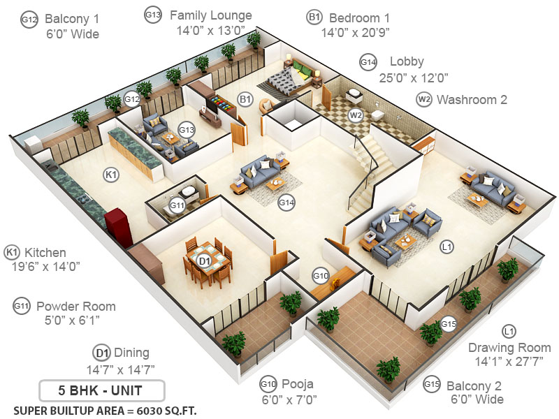3DFloorPlan of Jain Villa 2