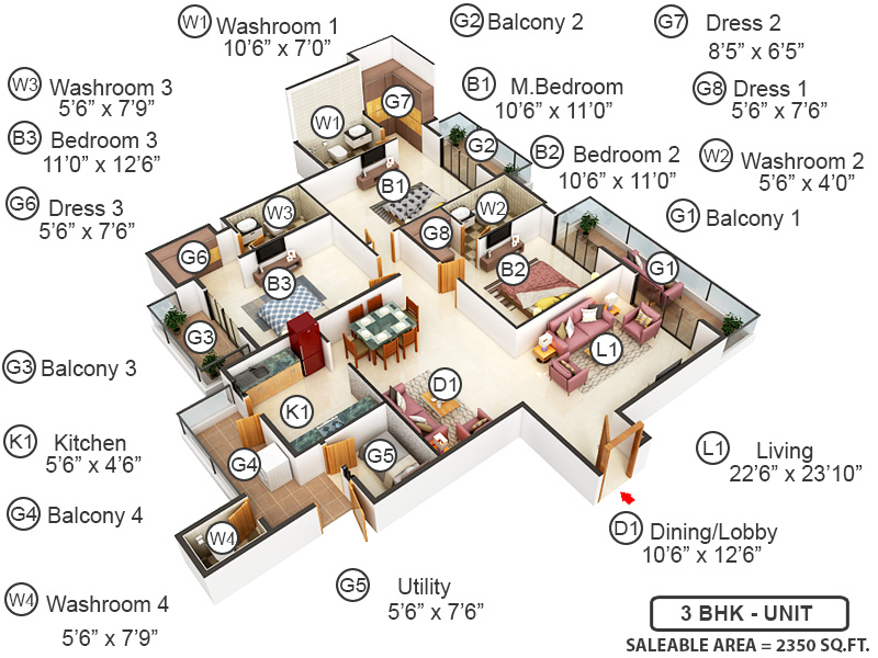 3DFloorPlan of ATS Picturesque Reprieves Phase 2