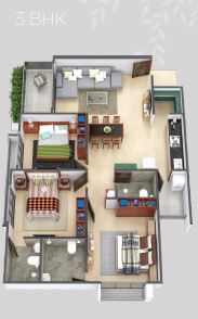 3DFloorPlan of Om Shivam Residency