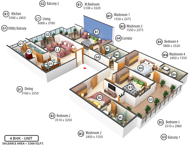 3DFloorPlan of DLF Imperial Residences