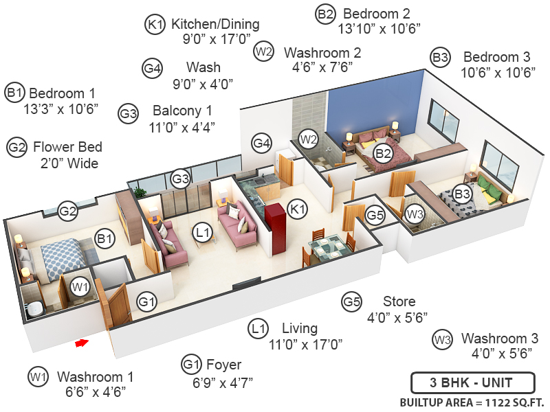 3DFloorPlan of Priya Crossroads