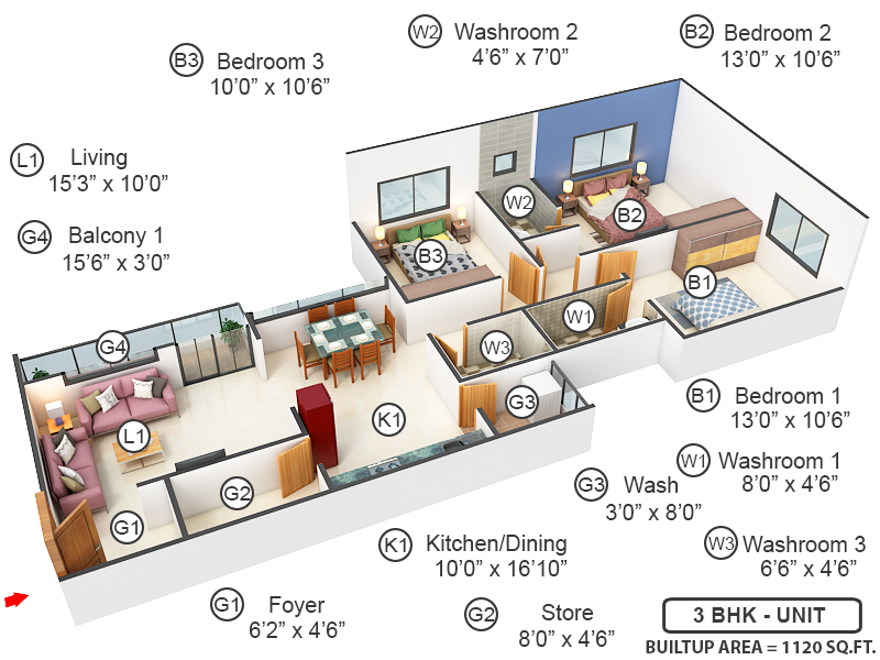 3DFloorPlan of Priya Crossroads