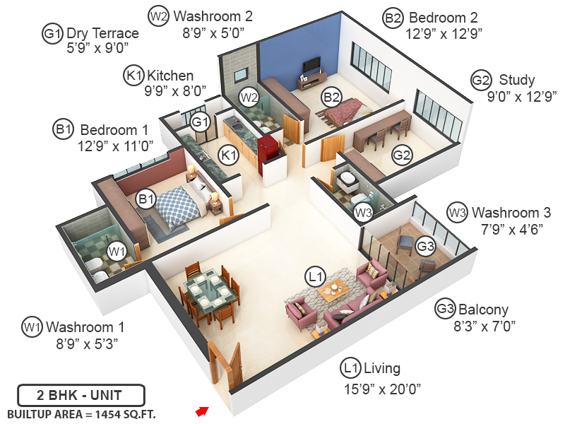 3DFloorPlan of Ekta World Ville