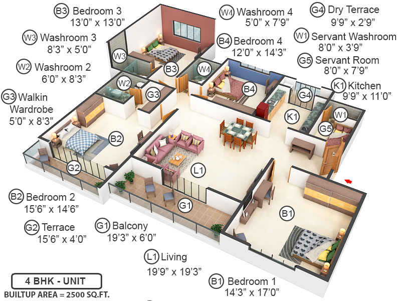 3DFloorPlan of Ekta World Ville