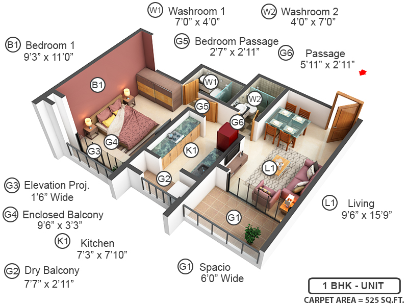 3DFloorPlan of Sunraj Supreme