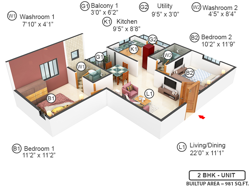 3DFloorPlan of VGK Saindhavi