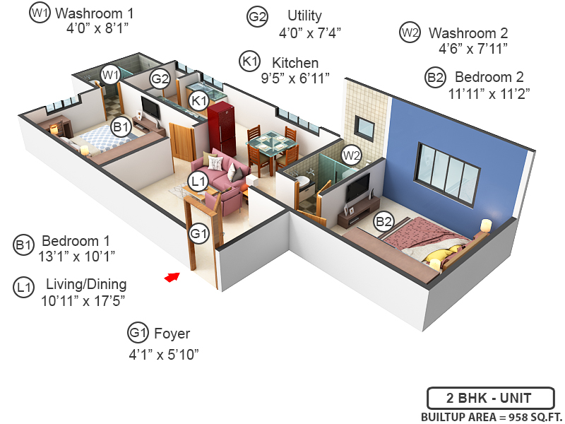 3DFloorPlan of VGK Saindhavi