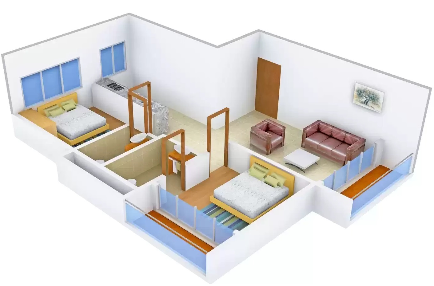3DFloorPlan of Concrete Santosh Apartment