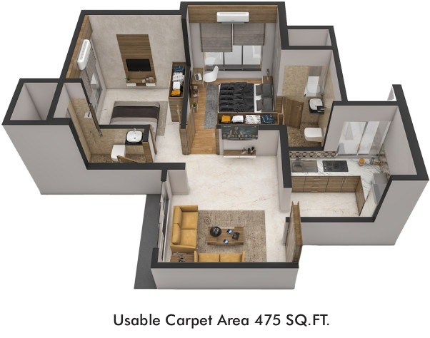 3DFloorPlan of Mayfair Virar Gardens Phase 2