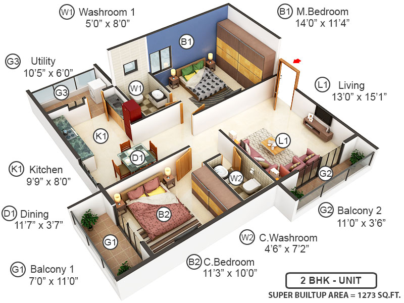 3DFloorPlan of Abhigna Misty Woods
